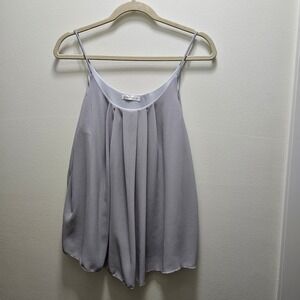 Flowy Women Gray Pleated Camisole Tank Top Size L